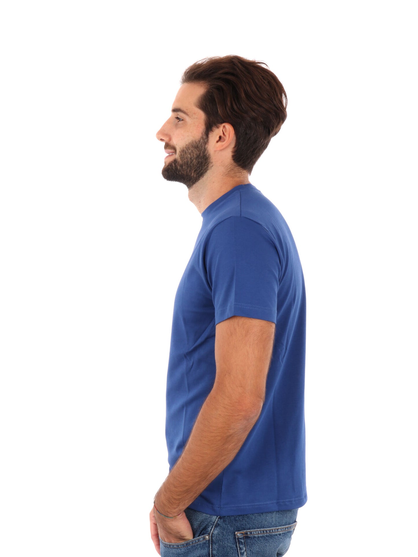T-shirt uomo FB Prati in lycra tinta unita casual con collo girocollo