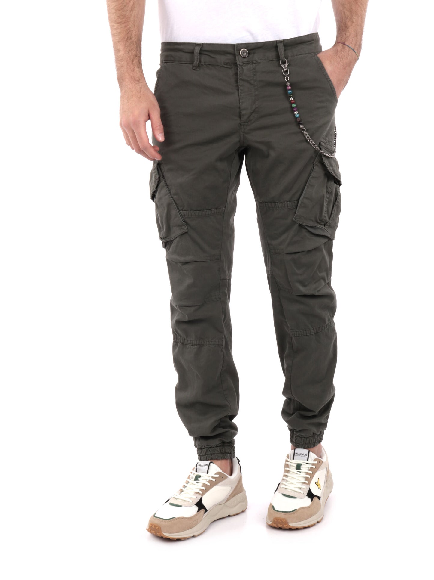 PANTALONE CARGO FB UOMO VERDE MILITARE