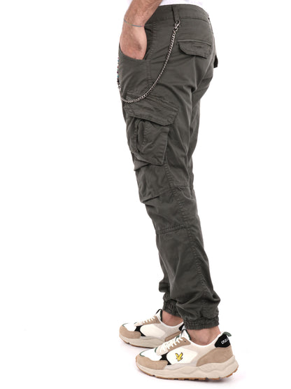 PANTALONE CARGO FB UOMO VERDE MILITARE
