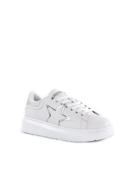 SNEAKERS KIM CON STRASS SHOPART DONNA BIANCO ARGENTO