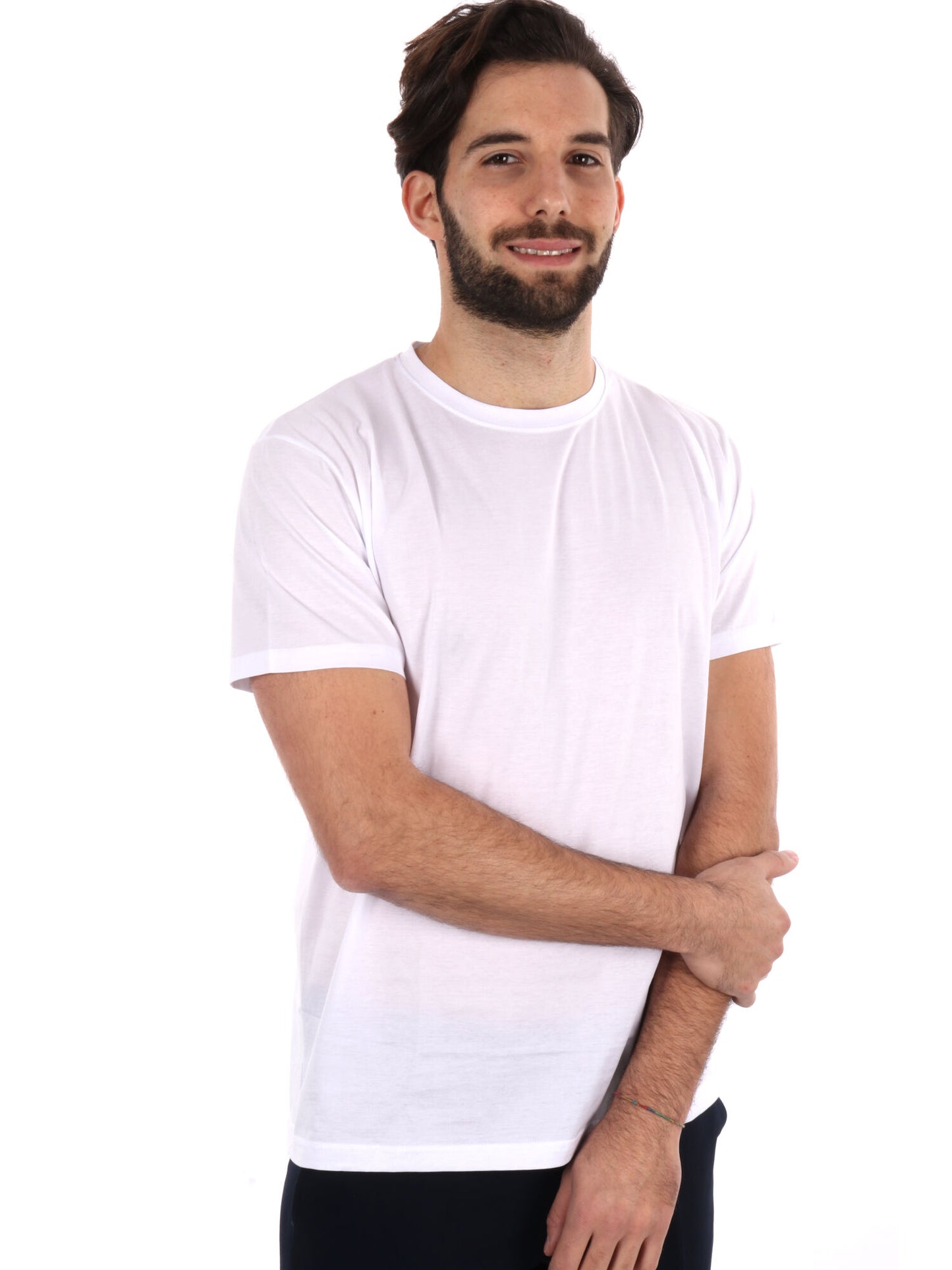 T-shirt da uomo FB Scozia bianca in filo di Scozia elasticizzato