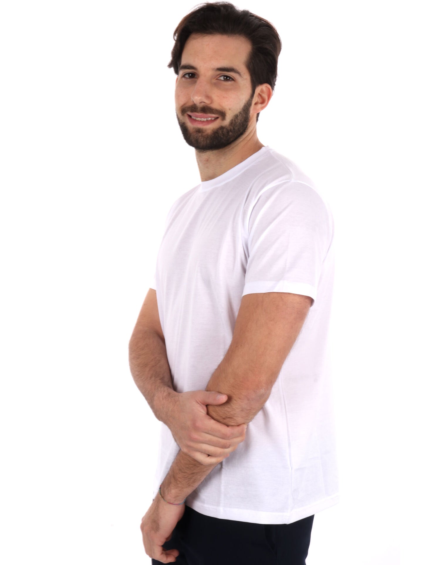 T-shirt da uomo FB Scozia bianca in filo di Scozia elasticizzato