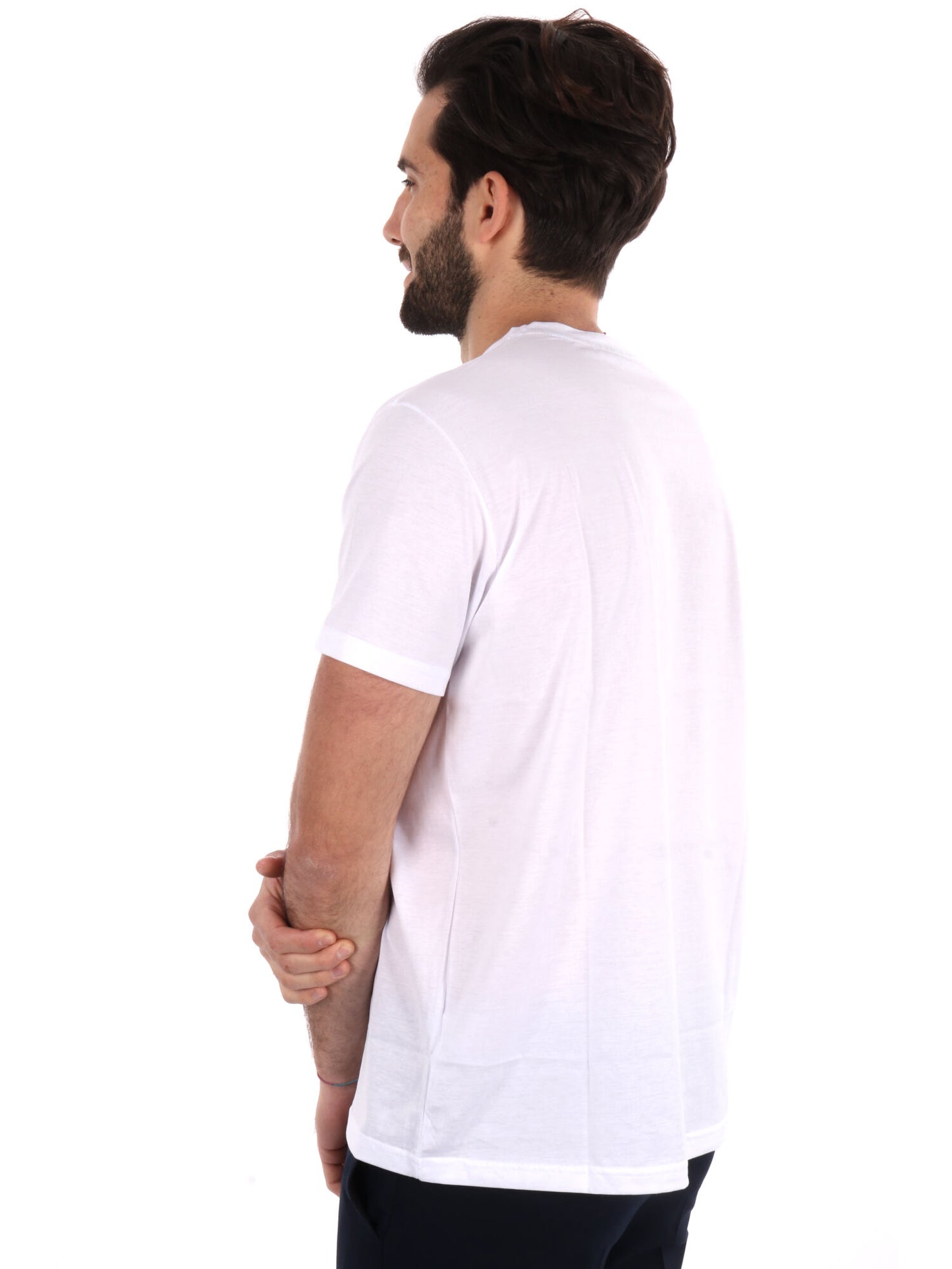 T-shirt da uomo FB Scozia bianca in filo di Scozia elasticizzato