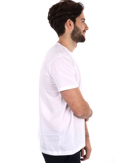 T-shirt da uomo FB Scozia bianca in filo di Scozia elasticizzato