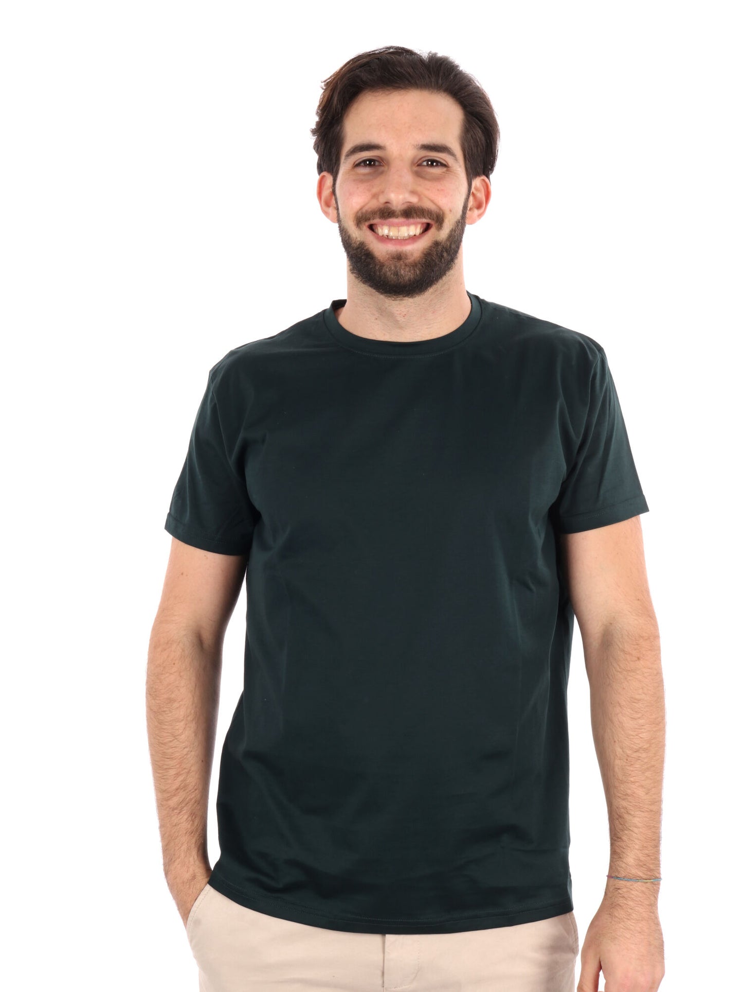 T-shirt verde uomo Fb Scozia in cotone con girocollo