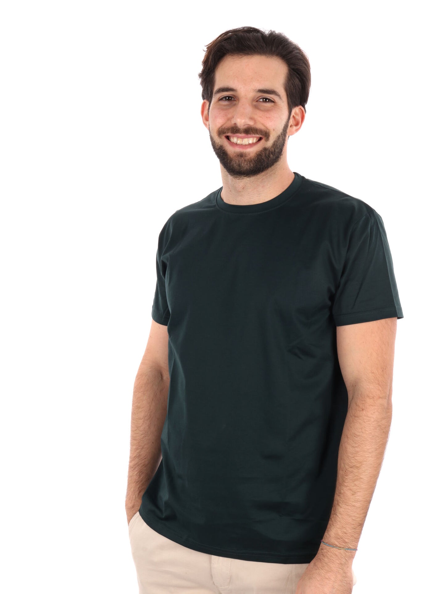T-shirt verde uomo Fb Scozia in cotone con girocollo