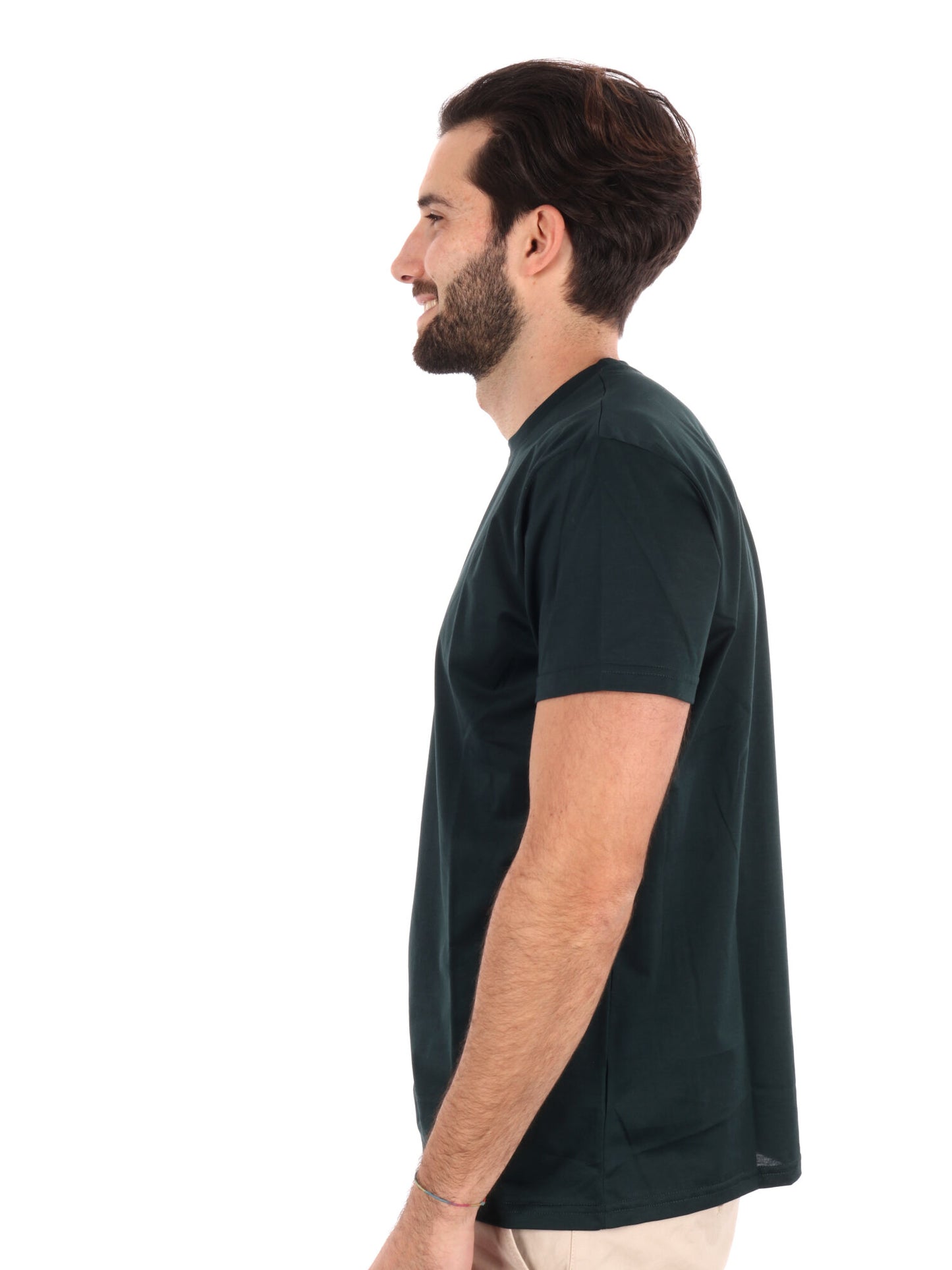 T-shirt verde uomo Fb Scozia in cotone con girocollo