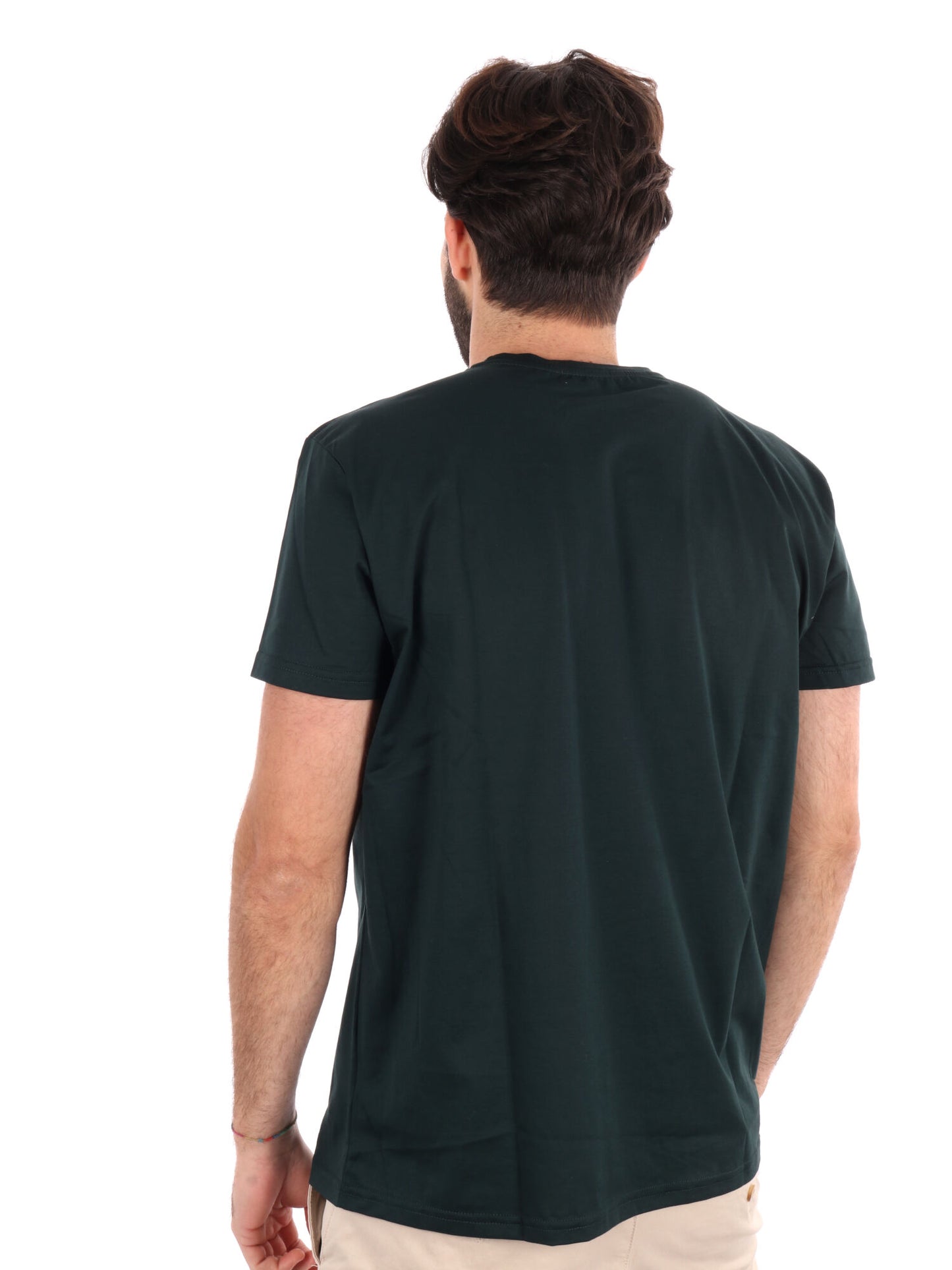 T-shirt verde uomo Fb Scozia in cotone con girocollo