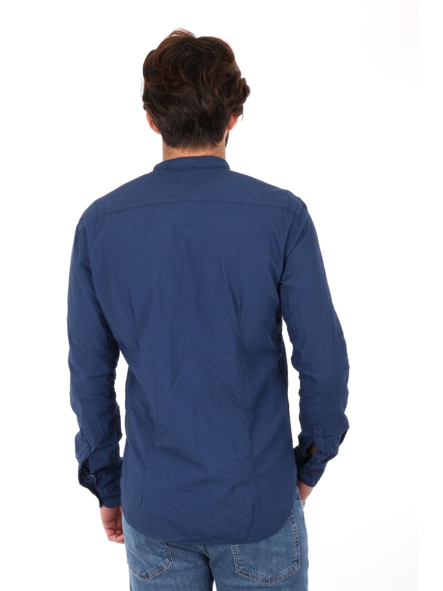 CAMICIA COLLO COREANO SEERSUK FB UOMO BLU MEDIO