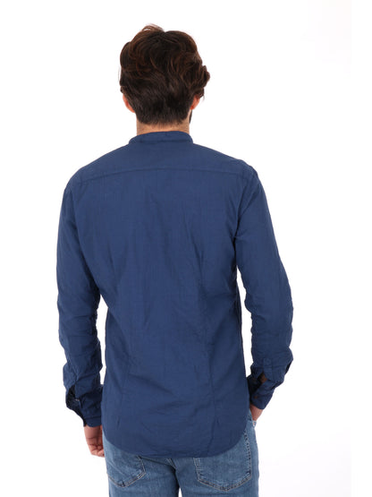 CAMICIA COLLO COREANO SEERSUK FB UOMO BLU MEDIO