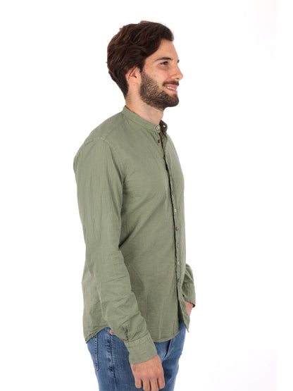 CAMICIA COLLO COREANO SEERSUK FB UOMO SALVIA
