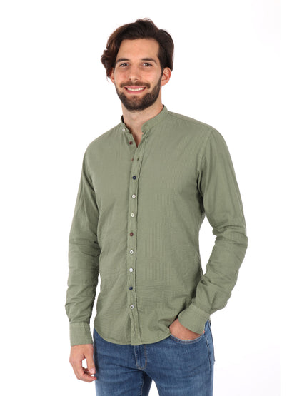 CAMICIA COLLO COREANO SEERSUK FB UOMO SALVIA