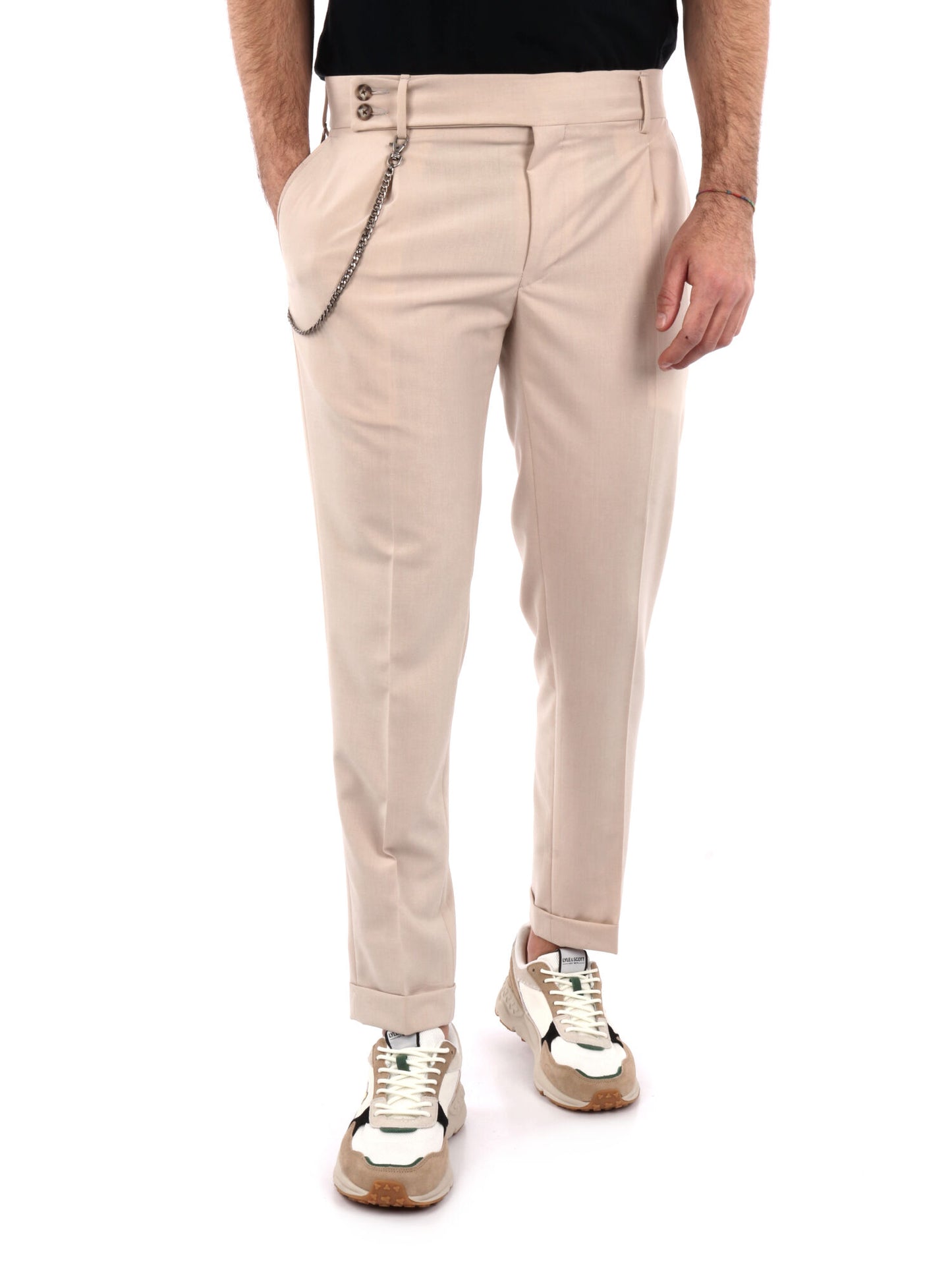 PANTALONE CLASSICO CON PENCES FB UOMO SABBIA