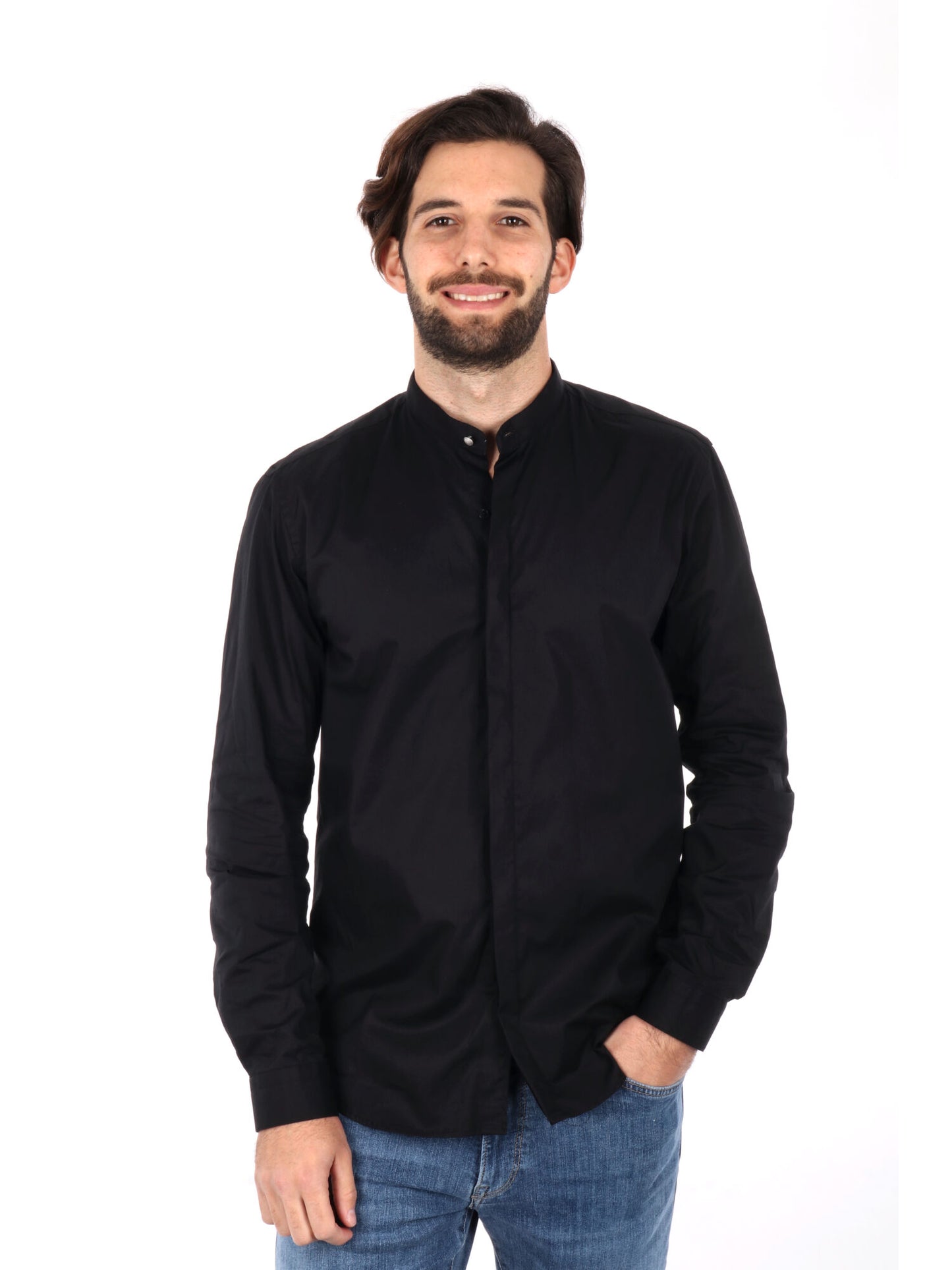 CAMICIA CON COLLETTO COREA SINGAPORE FB UOMO NERO