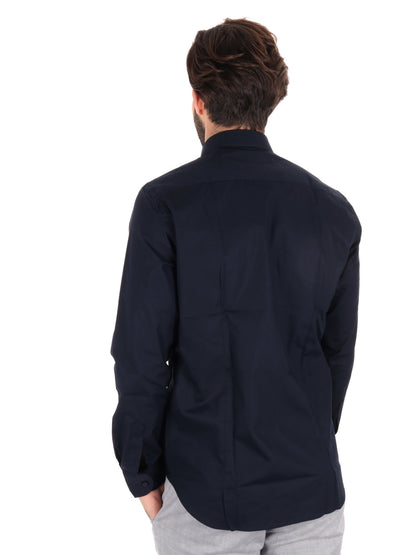 Camicia da uomo FB Soft 387 blu in cotone slim stretch elegante