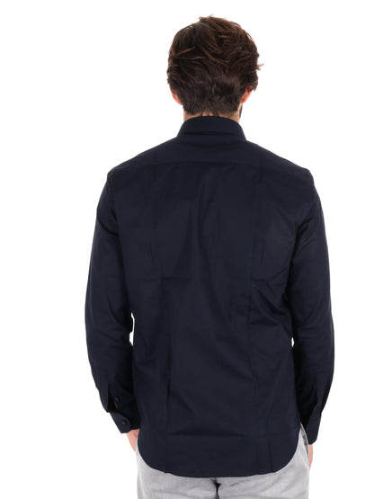 Camicia da uomo FB Soft 387 blu in cotone slim stretch elegante