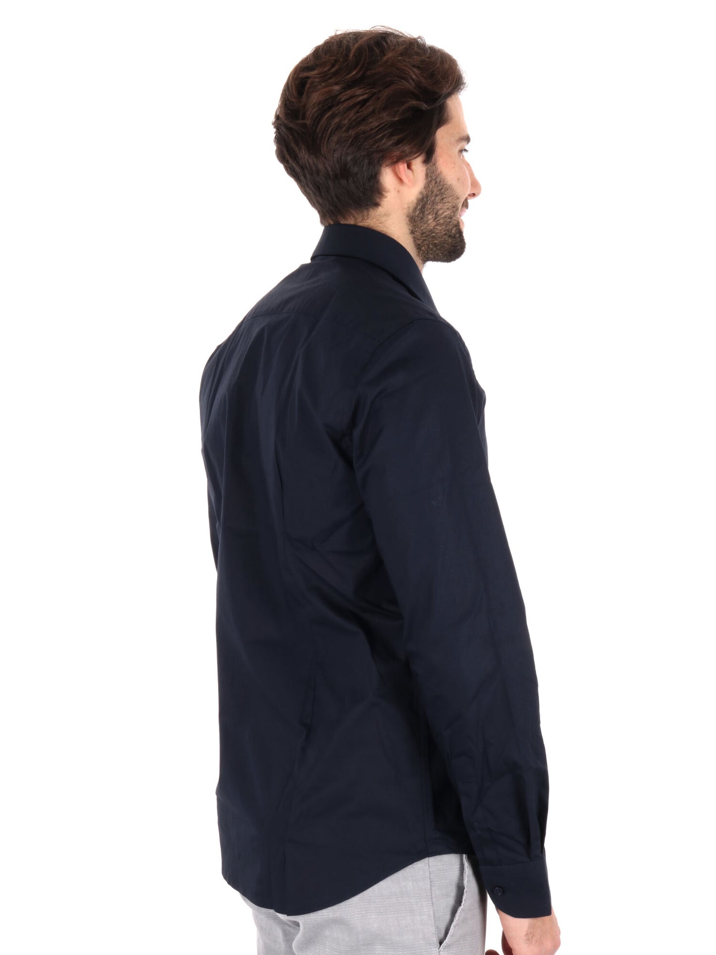 Camicia da uomo FB Soft 387 blu in cotone slim stretch elegante