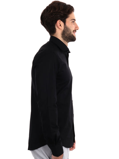 Camicia da uomo FB Soft 387 slim nera in cotone