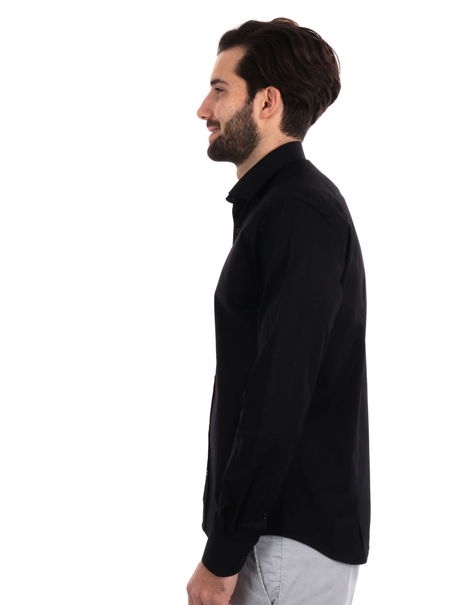 Camicia da uomo FB Soft 387 slim nera in cotone