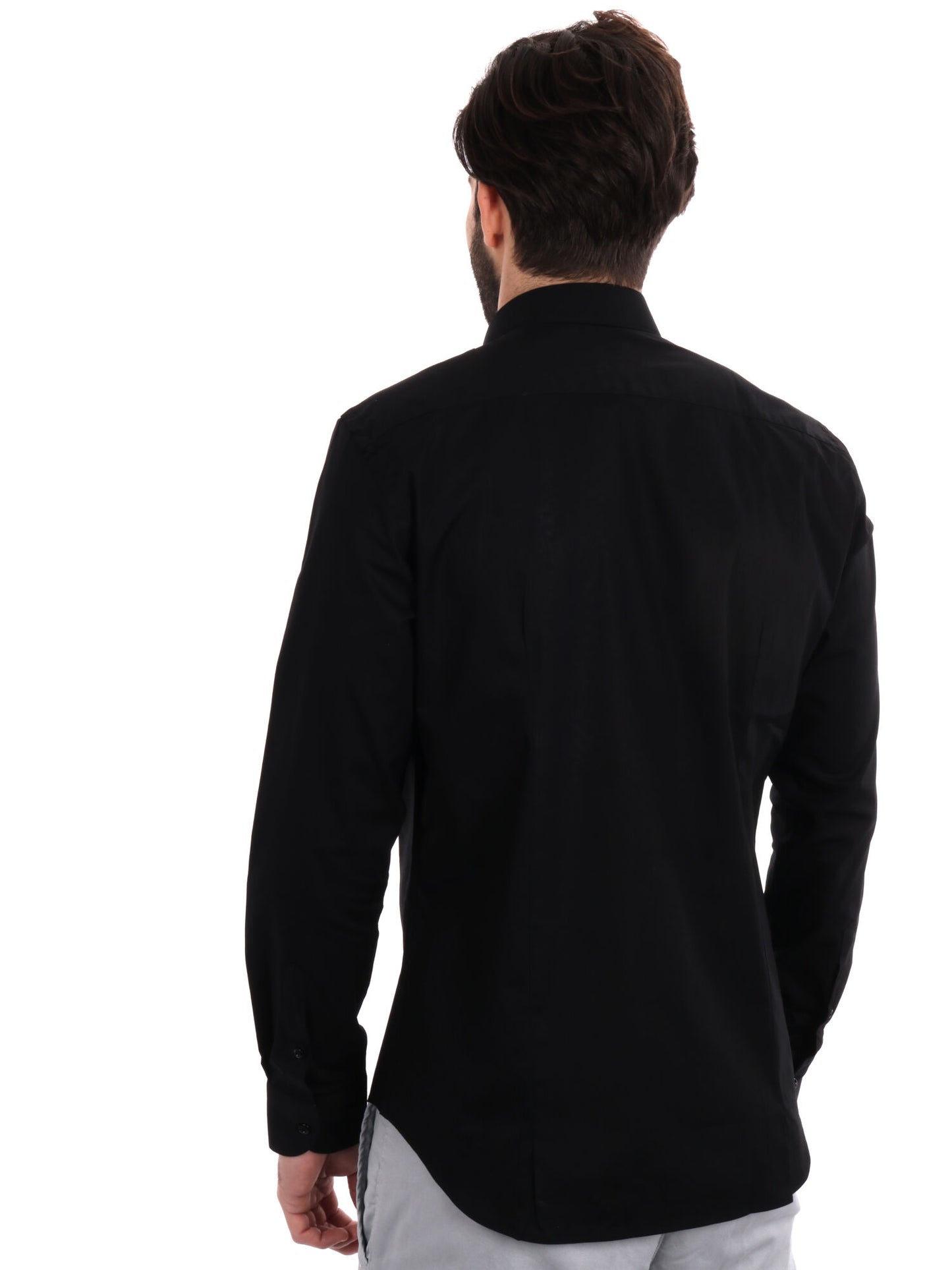 Camicia da uomo FB Soft 387 slim nera in cotone