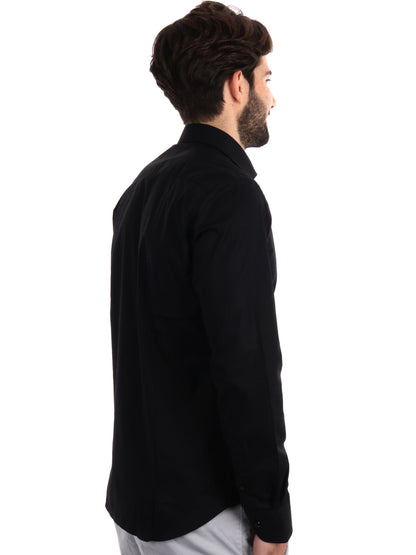 Camicia da uomo FB Soft 387 slim nera in cotone