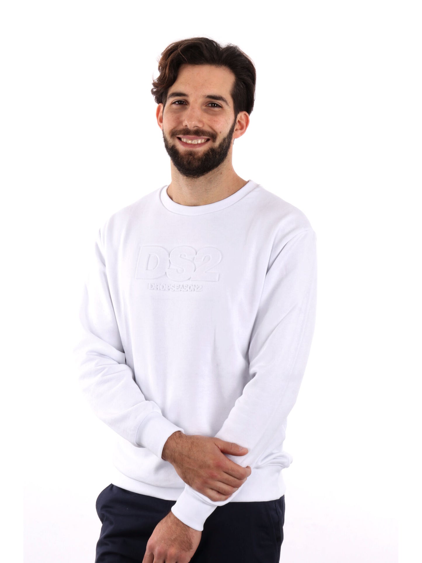 FELPA GIROCOLLO DROP SEASON 2 UOMO BIANCO
