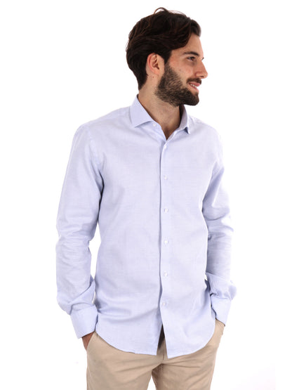 CAMICIA COTONE JAQUARD FB UOMO CELESTE