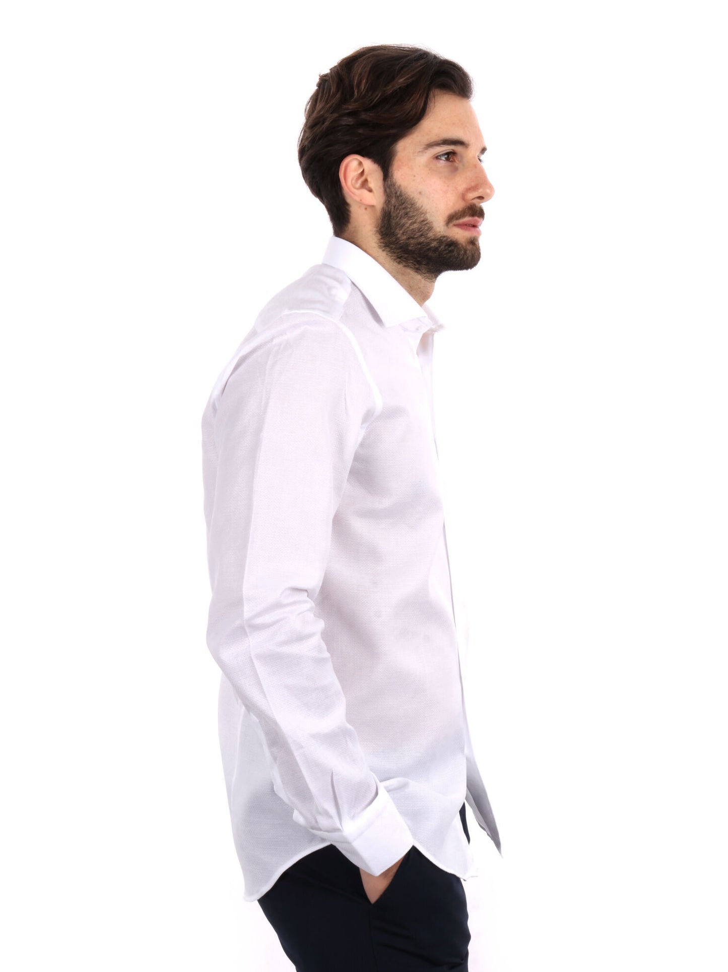CAMICIA COTONE JAQUARD FB UOMO BIANCO
