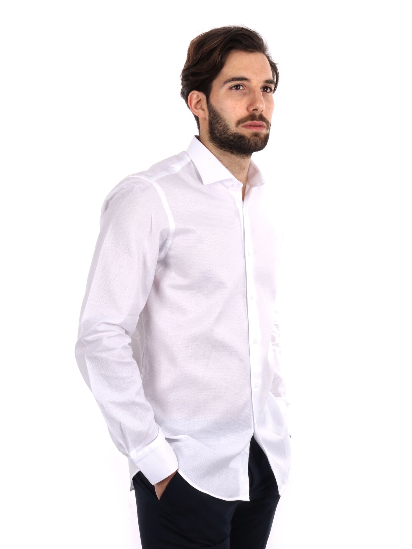 CAMICIA COTONE JAQUARD FB UOMO BIANCO