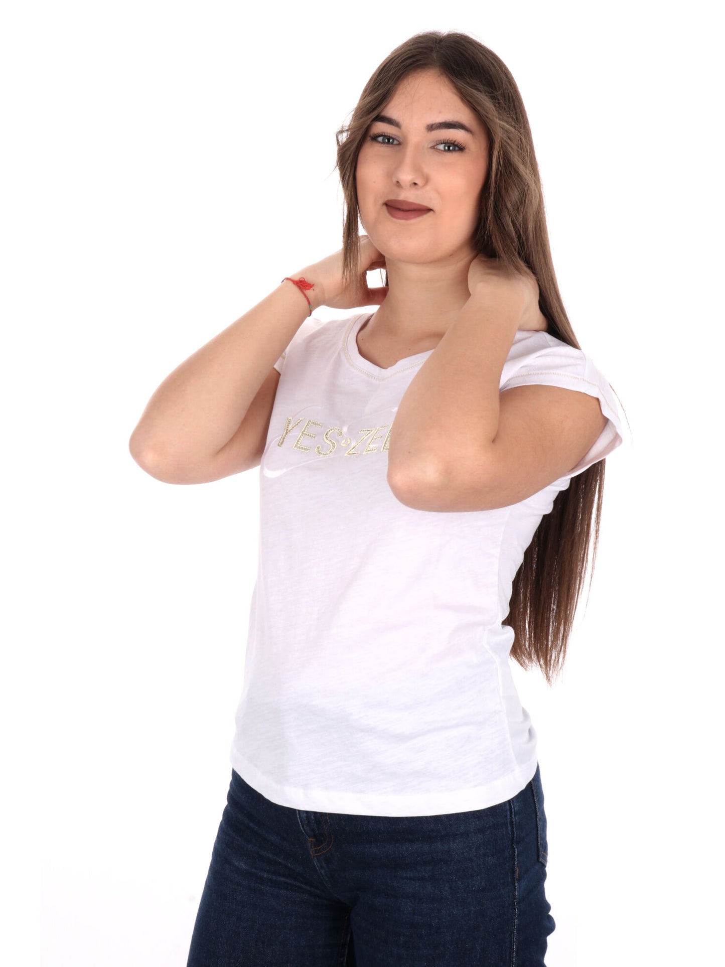 T-SHIRT CON STRASS YES ZEE DONNA BIANCO
