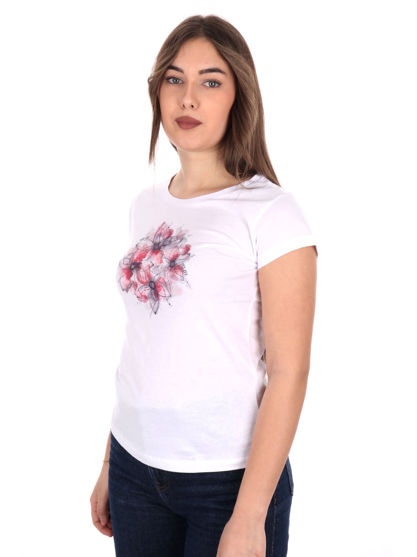 T-SHIRT CON STAMPA YES ZEE DONNA BIANCO