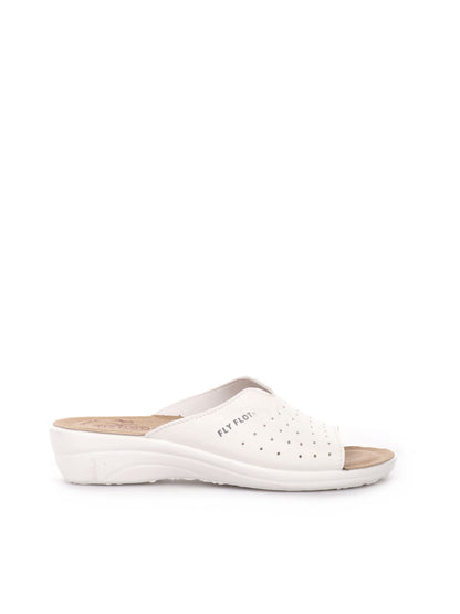 Ciabatte donna Fly Flot bianche con sottopiede anatomico in evopell