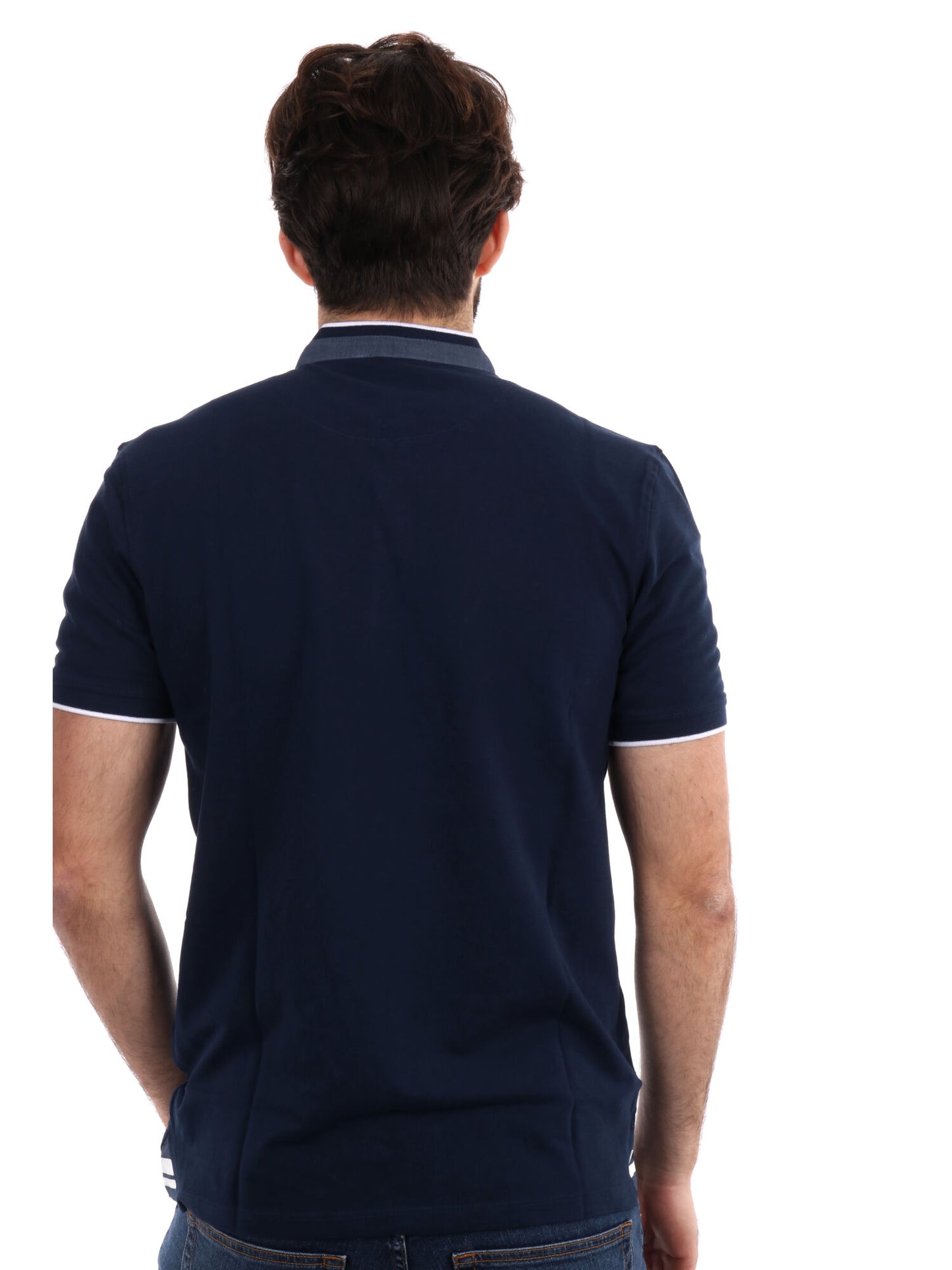 Polo con collo alla coreana Yes-Zee uomo blu