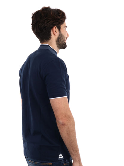 Polo con collo alla coreana Yes-Zee uomo blu