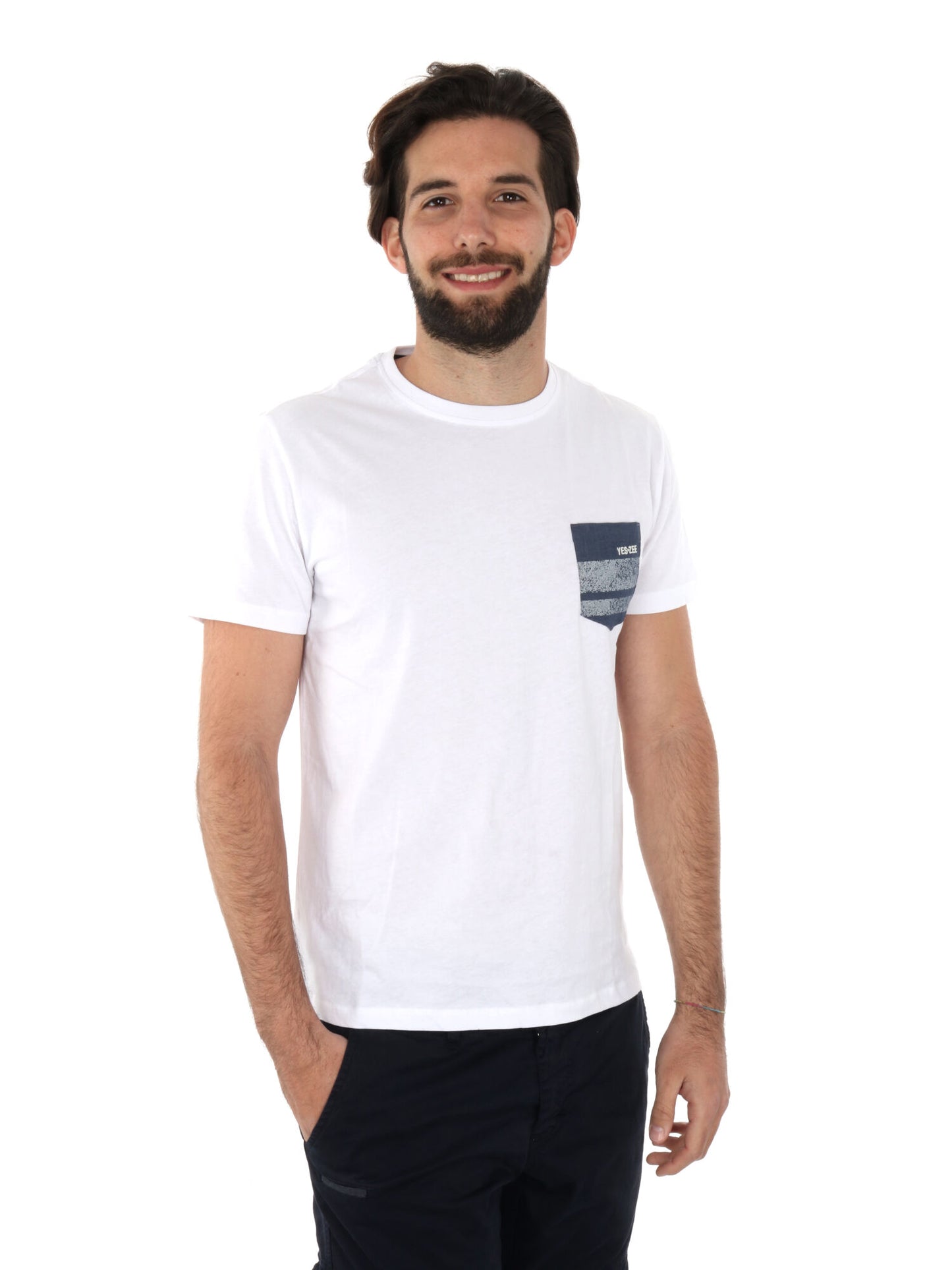 T-SHIRT CON TASCHINO YES ZEE UOMO GESSO