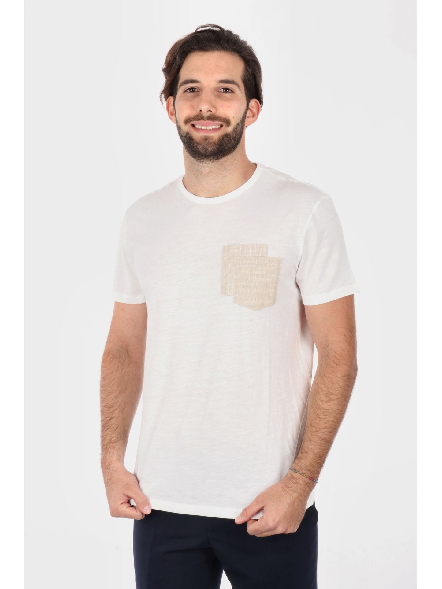 T-SHIRT CON TASCHINO YES ZEE UOMO GESSO