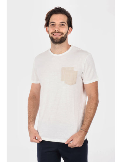 T-SHIRT CON TASCHINO YES ZEE UOMO GESSO