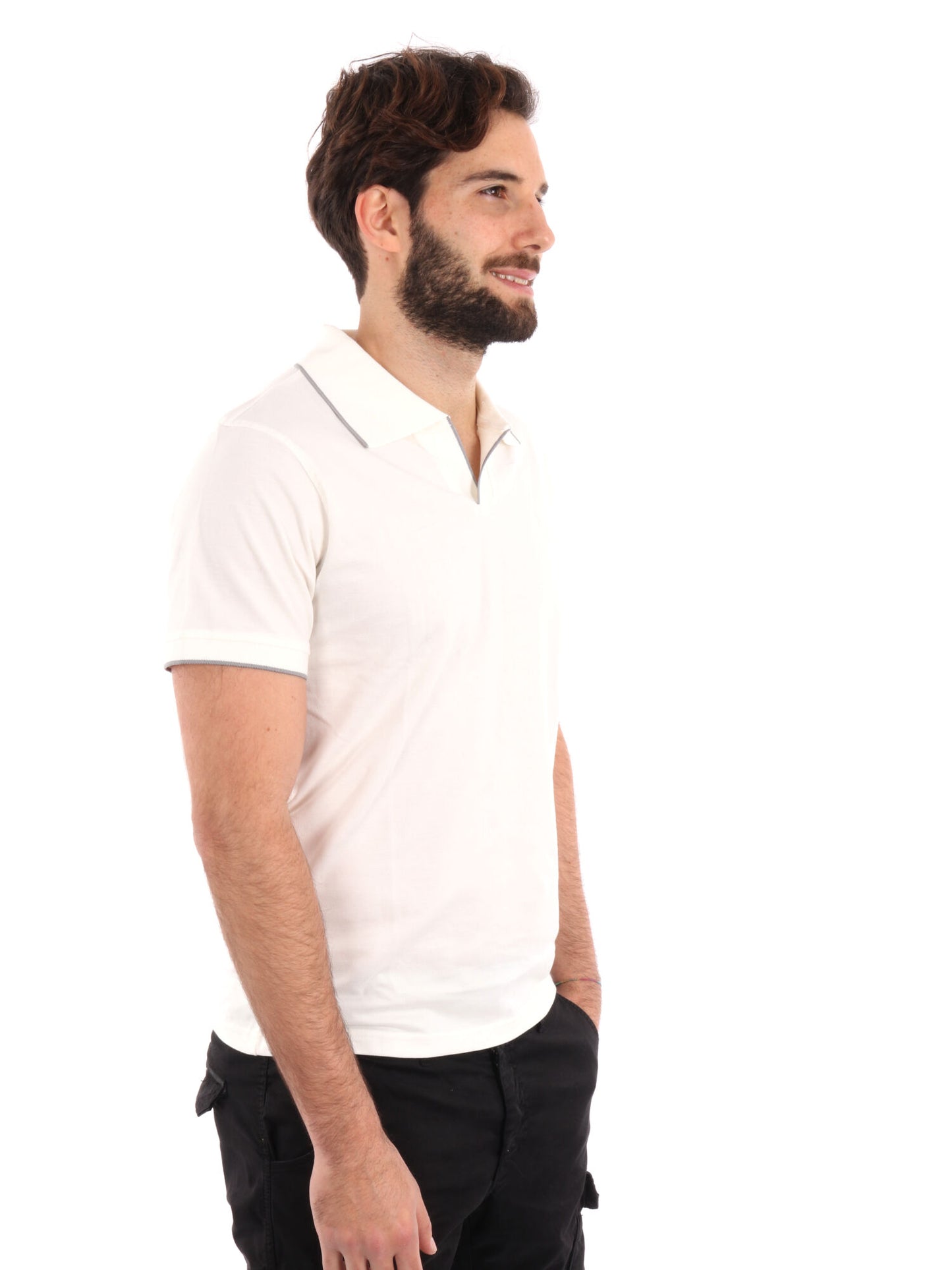 POLO SCOLLO A V YES ZEE UOMO GESSO