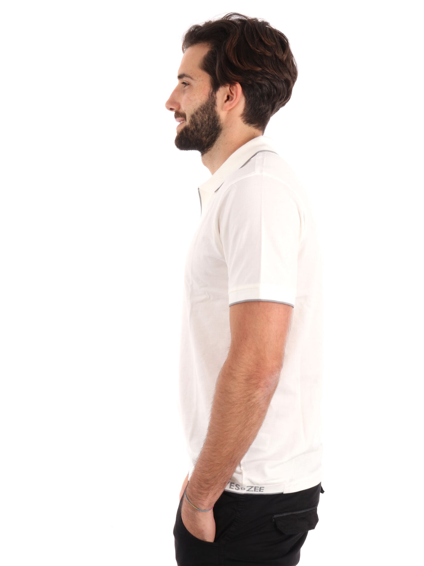 POLO SCOLLO A V YES ZEE UOMO GESSO