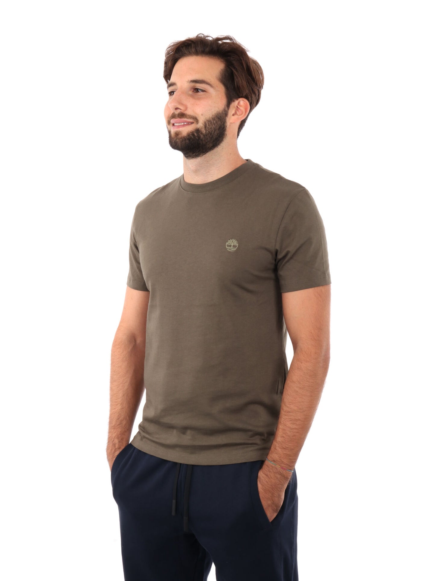 T-SHIRT LOGO PICCOLO RICAMATO TIMBERLAND UOMO OLIVA