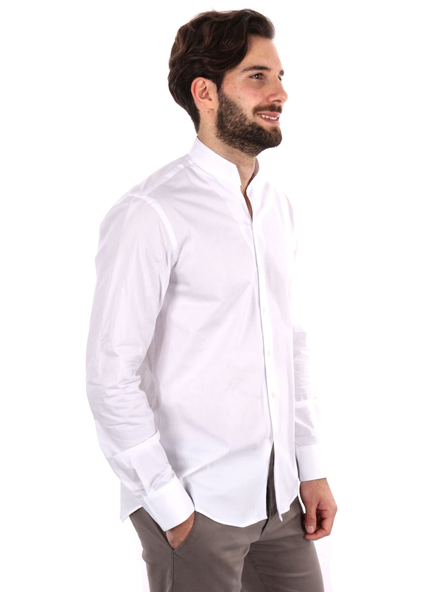 CAMICIA COLLO COREANO APERTO FB UOMO BIANCO