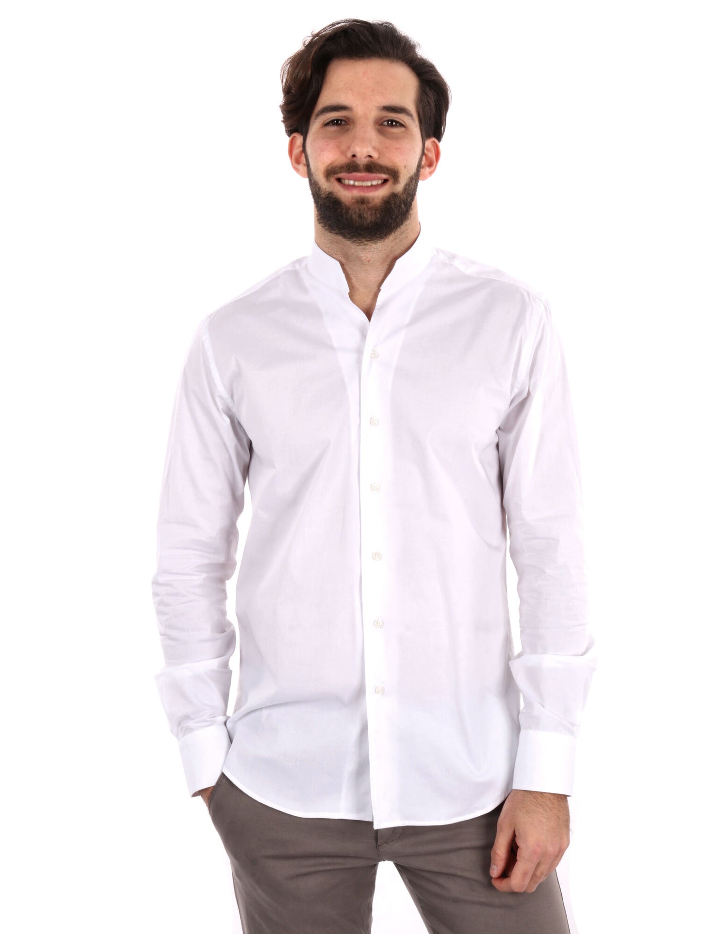 CAMICIA COLLO COREANO APERTO FB UOMO BIANCO