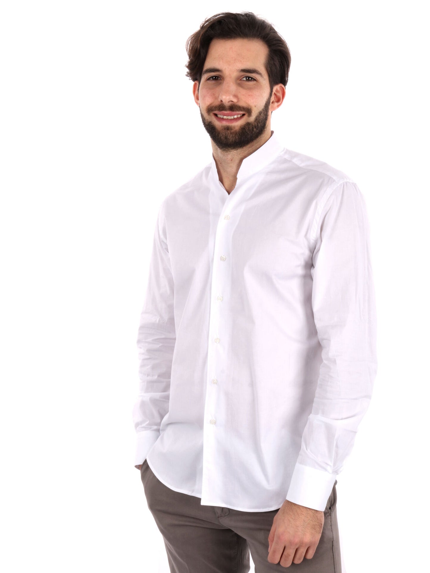 CAMICIA COLLO COREANO APERTO FB UOMO BIANCO