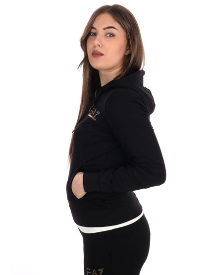FELPA CON CAPPUCCIO  EVOLUTION  EA7 EMPORIO ARMANI DA DONNA NERO