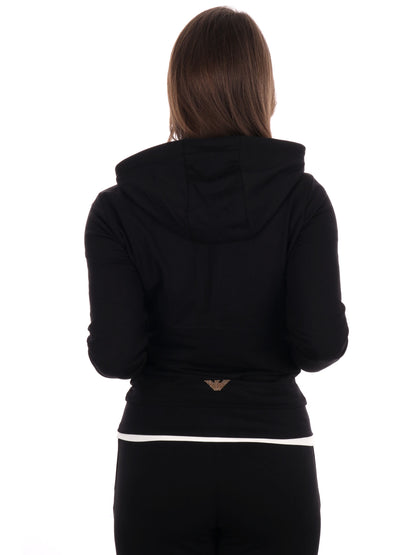 FELPA CON CAPPUCCIO  EVOLUTION  EA7 EMPORIO ARMANI DA DONNA NERO