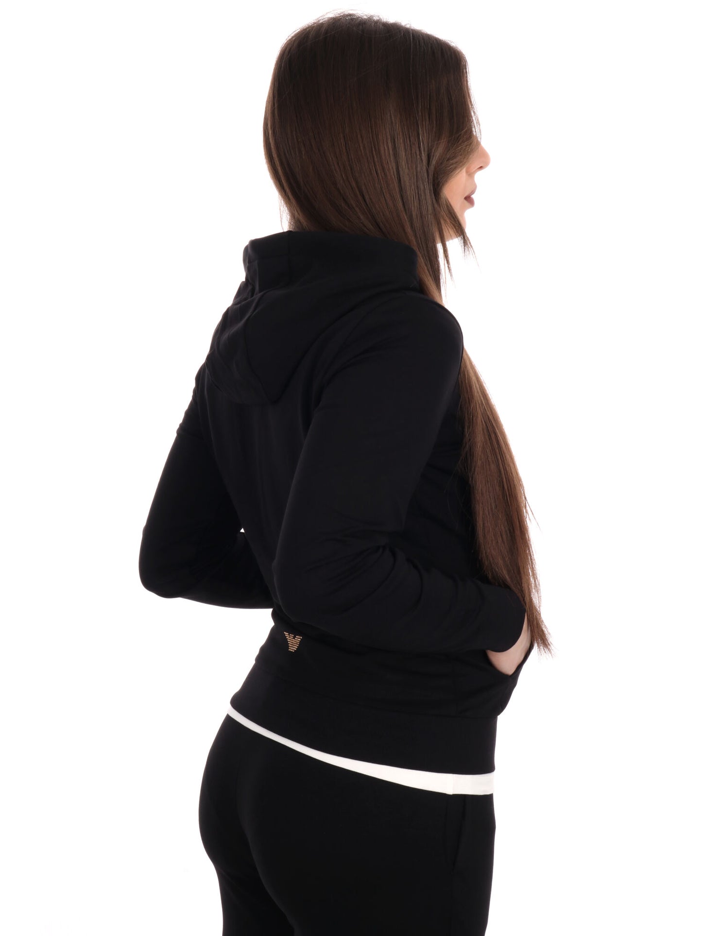 FELPA CON CAPPUCCIO  EVOLUTION  EA7 EMPORIO ARMANI DA DONNA NERO