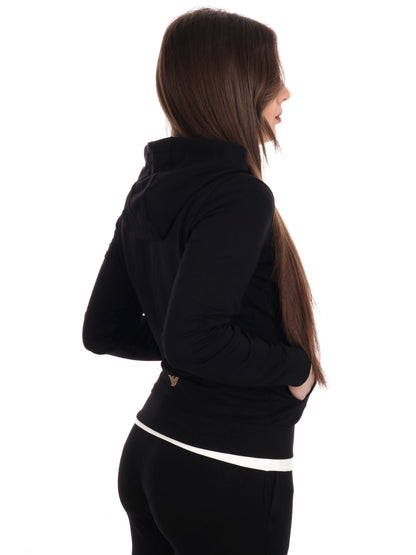 FELPA CON CAPPUCCIO  EVOLUTION  EA7 EMPORIO ARMANI DA DONNA NERO
