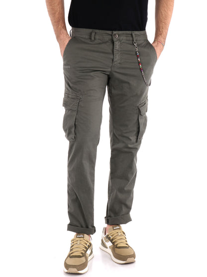 Pantaloni cargo Tornado Catena in lycra verde militare da uomo