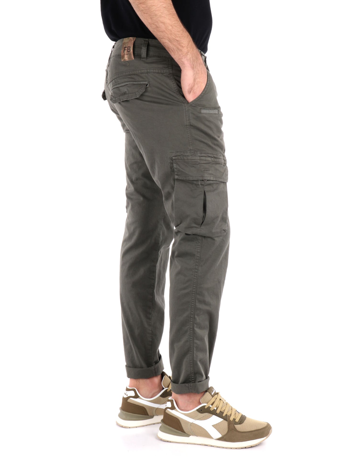 Pantaloni cargo Tornado Catena in lycra verde militare da uomo
