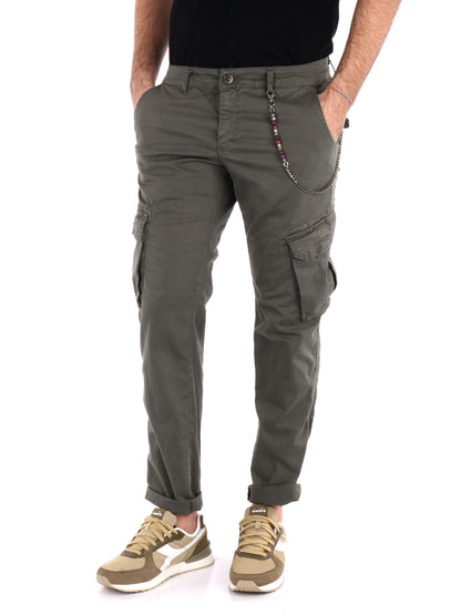 Pantaloni cargo Tornado Catena in lycra verde militare da uomo